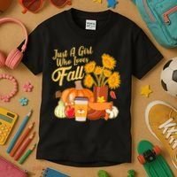 Just A Girl Who Loves Fall Autumn Lover Kids T-Shirt thumb 3