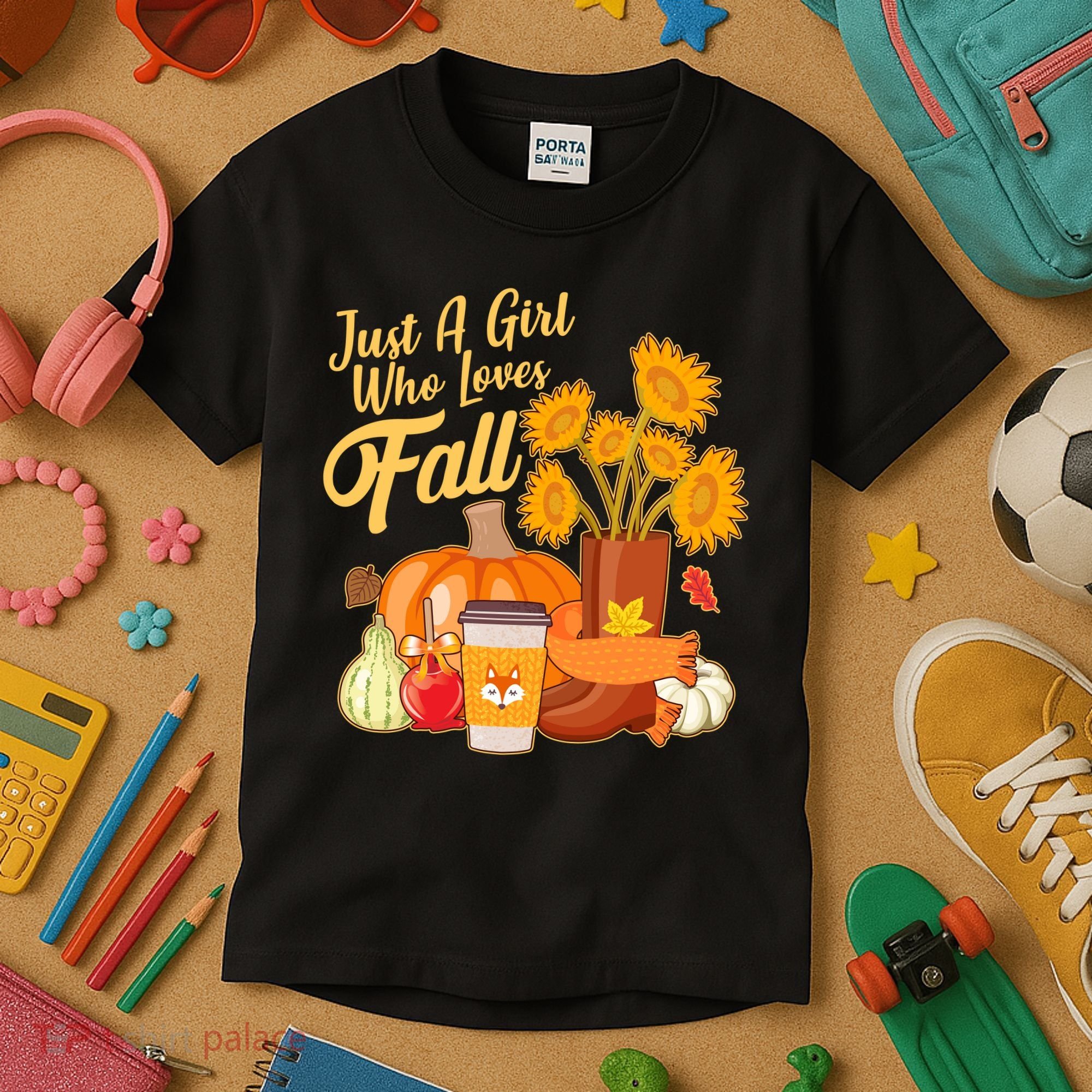 Just A Girl Who Loves Fall Autumn Lover Kids T-Shirt