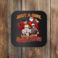 Just A Girl Who Loves Horror Movies Coaster thumb 0