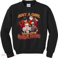 Just A Girl Who Loves Horror Movies Kids Sweatshirt thumb 0