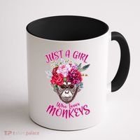 Just A Girl Who Loves Monkeys Cute Coffee Mug thumb 1