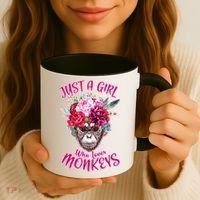 Just A Girl Who Loves Monkeys Cute Coffee Mug thumb 3