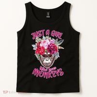 Just A Girl Who Loves Monkeys Cute Tank Top thumb 2