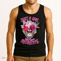 Just A Girl Who Loves Monkeys Cute Tank Top thumb 3