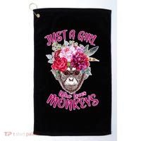 Just A Girl Who Loves Monkeys Cute Golf Towel thumb 0