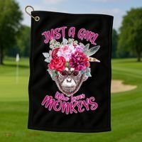 Just A Girl Who Loves Monkeys Cute Golf Towel thumb 1