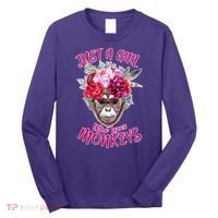 Just A Girl Who Loves Monkeys Cute Long Sleeve Shirt thumb 0