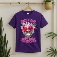 Just A Girl Who Loves Monkeys Cute T-Shirt thumb 2