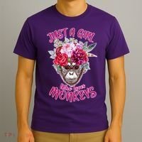 Just A Girl Who Loves Monkeys Cute T-Shirt thumb 3