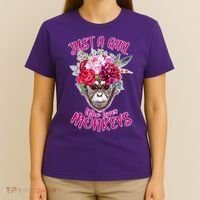 Just A Girl Who Loves Monkeys Cute T-Shirt thumb 4