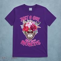 Just A Girl Who Loves Monkeys Cute T-Shirt thumb 5