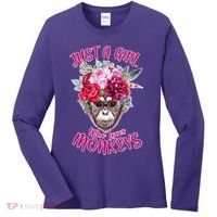 Just A Girl Who Loves Monkeys Cute Women's Long Sleeve Shirt thumb 0