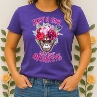 Just A Girl Who Loves Monkeys Cute Women's T-Shirt thumb 2