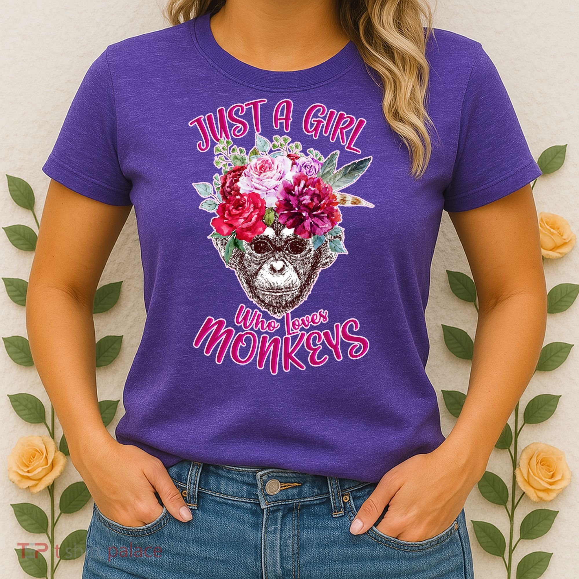 Just A Girl Who Loves Monkeys Cute Women's T-Shirt