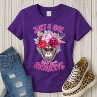Just A Girl Who Loves Monkeys Cute Women's T-Shirt thumb 3