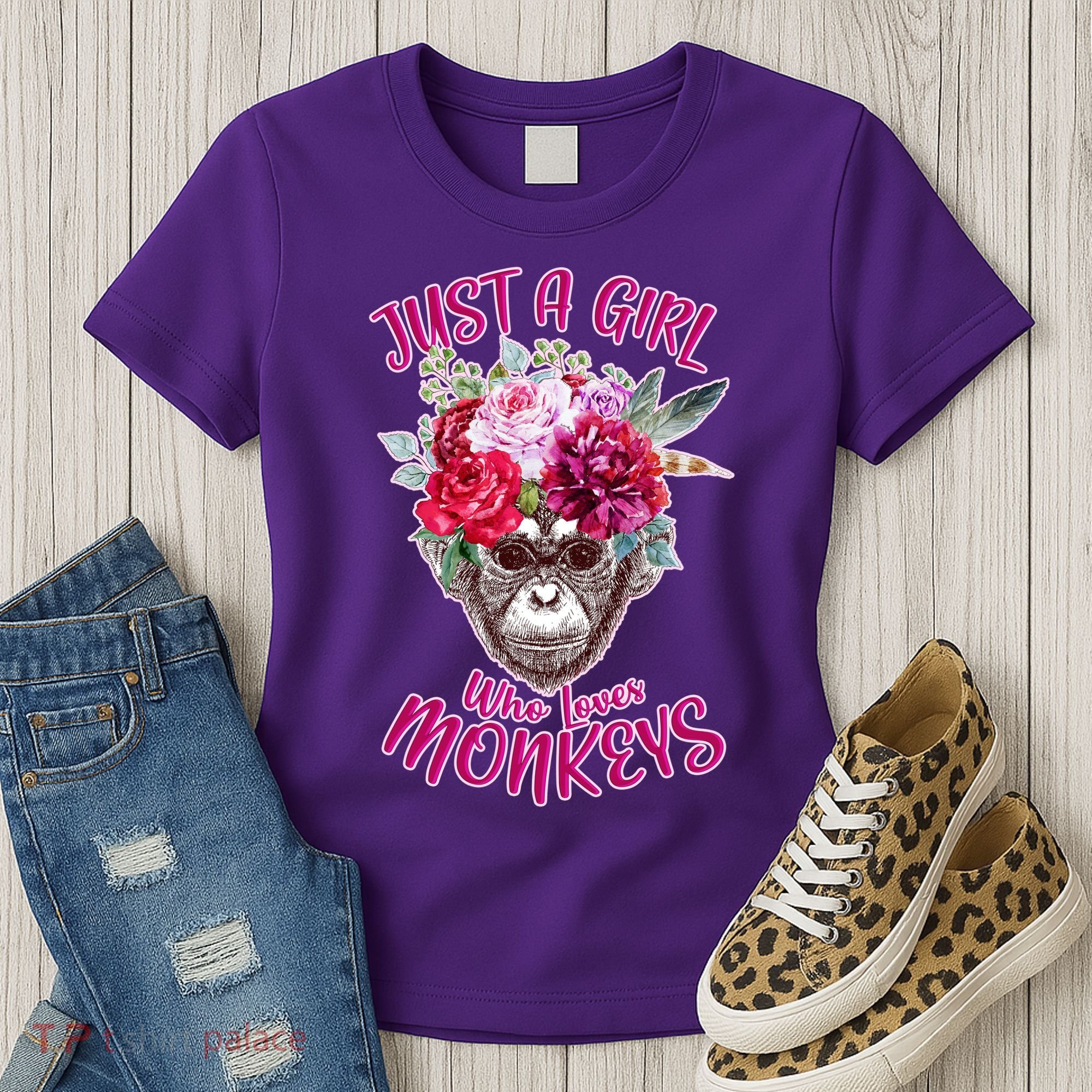 Just A Girl Who Loves Monkeys Cute Women's T-Shirt