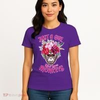 Just A Girl Who Loves Monkeys Cute Women's T-Shirt thumb 4
