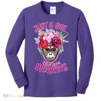 Just A Girl Who Loves Monkeys Cute Kids Long Sleeve Shirt thumb 0