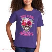 Just A Girl Who Loves Monkeys Cute Kids T-Shirt thumb 2