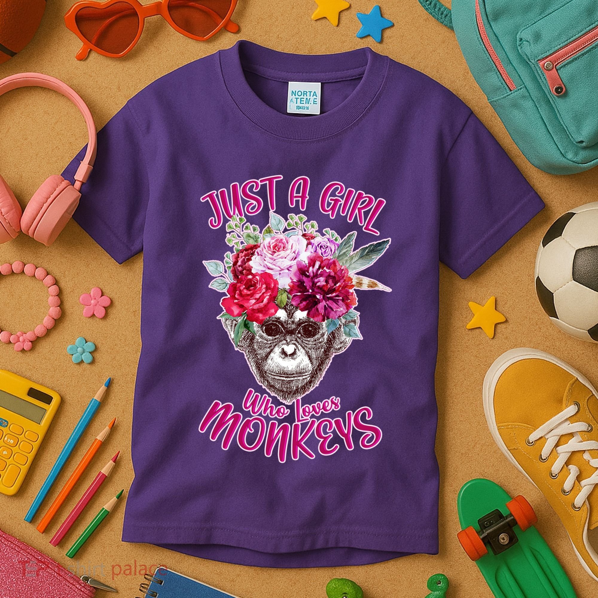 Just A Girl Who Loves Monkeys Cute Kids T-Shirt