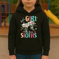 Just A Girl Who Loves Sloths Kids Hoodie thumb 3