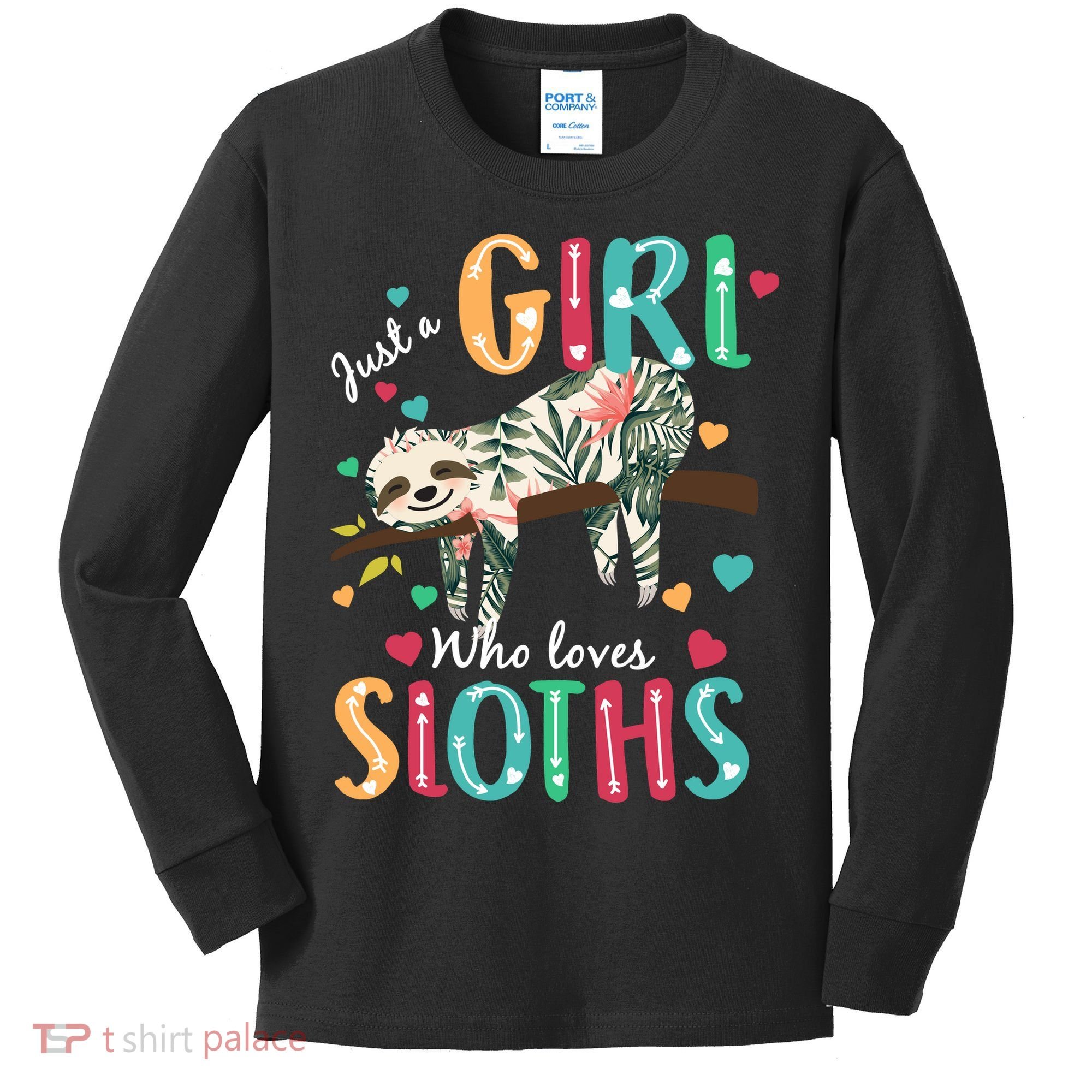 Just A Girl Who Loves Sloths Kids Long Sleeve Shirt