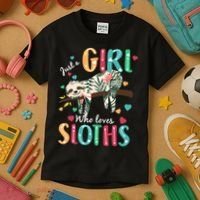 Just A Girl Who Loves Sloths Kids T-Shirt thumb 3