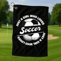Just A Girl Who Loves Soccer Golf Towel thumb 1