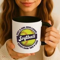 Just A Girl Who Loves Softball Coffee Mug thumb 3