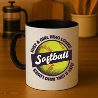 Just A Girl Who Loves Softball Coffee Mug thumb 4