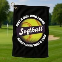 Just A Girl Who Loves Softball Golf Towel thumb 1
