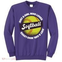 Just A Girl Who Loves Softball Sweatshirt thumb 0