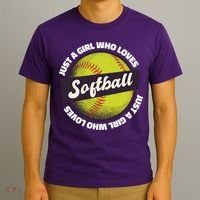Just A Girl Who Loves Softball T-Shirt thumb 3
