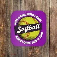 Just A Girl Who Loves Softball Coaster thumb 0