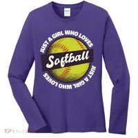 Just A Girl Who Loves Softball Women's Long Sleeve Shirt thumb 0