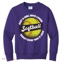 Just A Girl Who Loves Softball Kids Sweatshirt thumb 0
