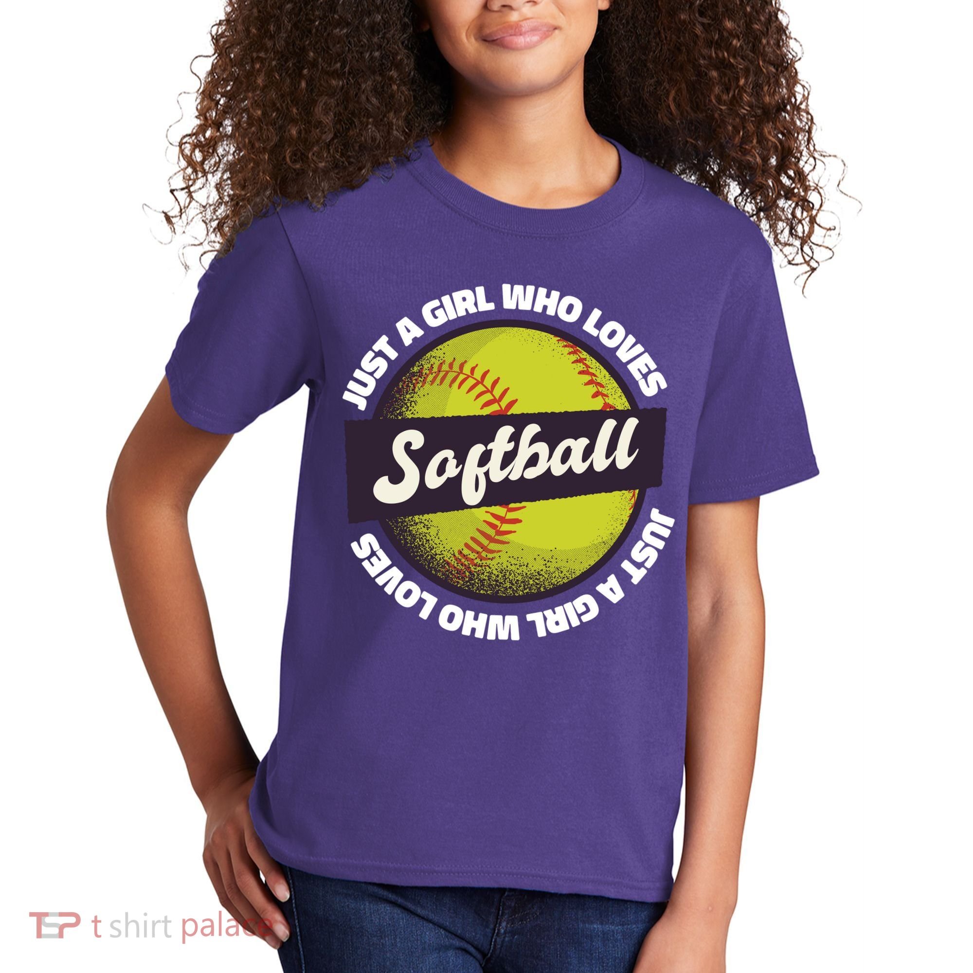 Just A Girl Who Loves Softball Kids T-Shirt