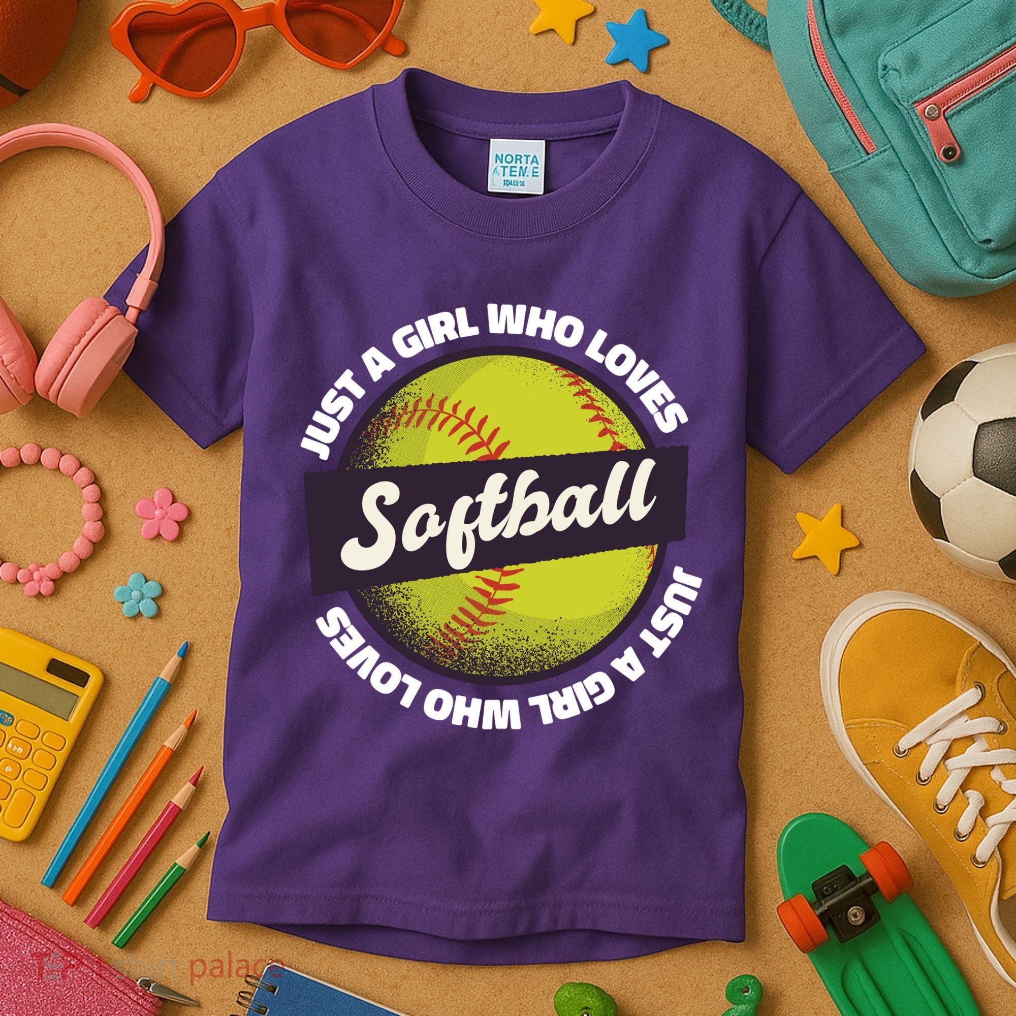 Just A Girl Who Loves Softball Kids T-Shirt
