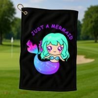 Just A Mermaid Golf Towel thumb 1