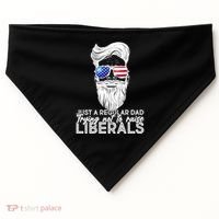 Just A Regular Dad Trying Not To Raise Liberals Hipster Dad USA-Made Doggie Bandana thumb 0