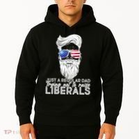Just A Regular Dad Trying Not To Raise Liberals Hipster Dad Hoodie thumb 2