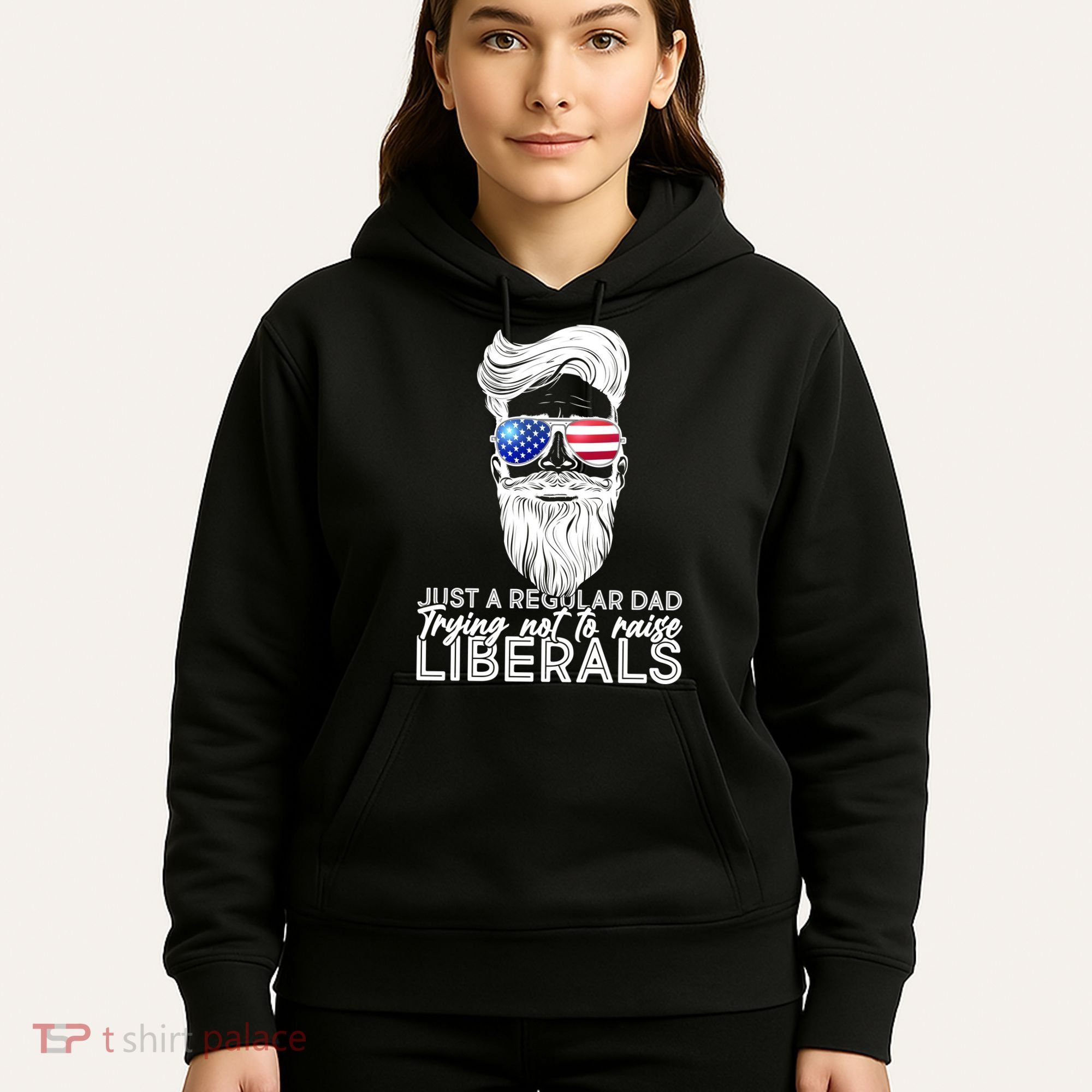 Just A Regular Dad Trying Not To Raise Liberals Hipster Dad Hoodie