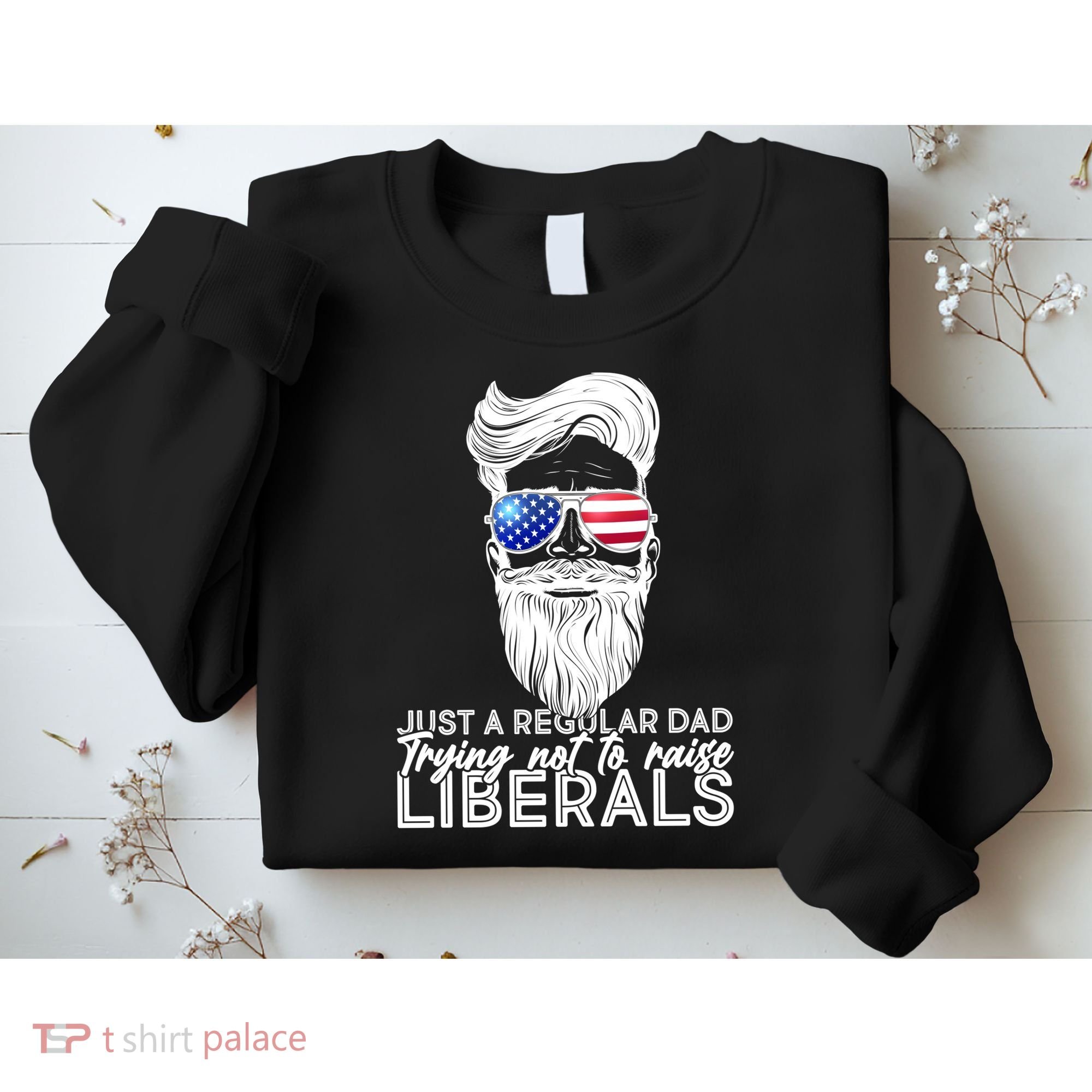 Just A Regular Dad Trying Not To Raise Liberals Hipster Dad Sweatshirt