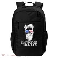 Just A Regular Dad Trying Not To Raise Liberals Hipster Dad Backpack thumb 0