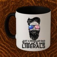 Just A Regular Dad Trying Not To Raise Liberals Hipster Dad Coffee Mug thumb 2