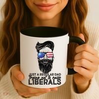Just A Regular Dad Trying Not To Raise Liberals Hipster Dad Coffee Mug thumb 3