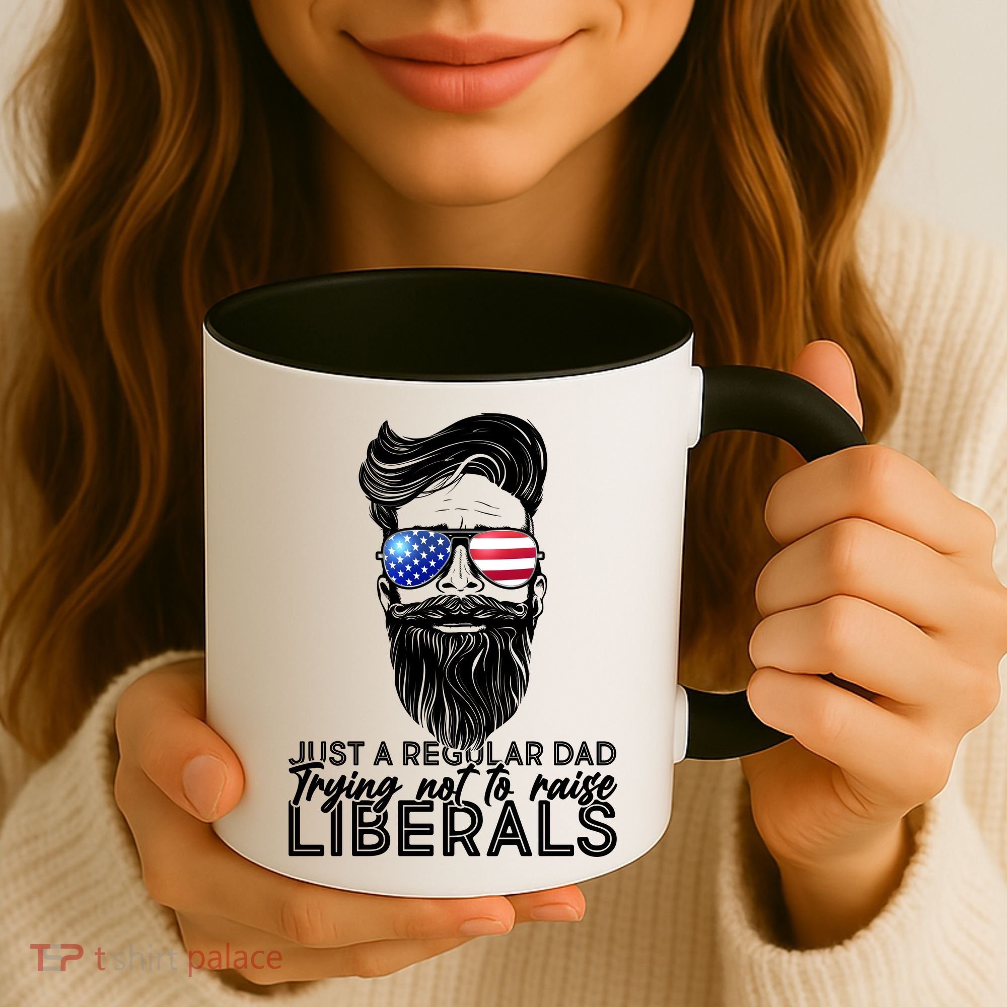 Just A Regular Dad Trying Not To Raise Liberals Hipster Dad Coffee Mug