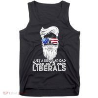 Just A Regular Dad Trying Not To Raise Liberals Hipster Dad Tank Top thumb 0