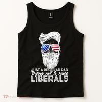 Just A Regular Dad Trying Not To Raise Liberals Hipster Dad Tank Top thumb 2
