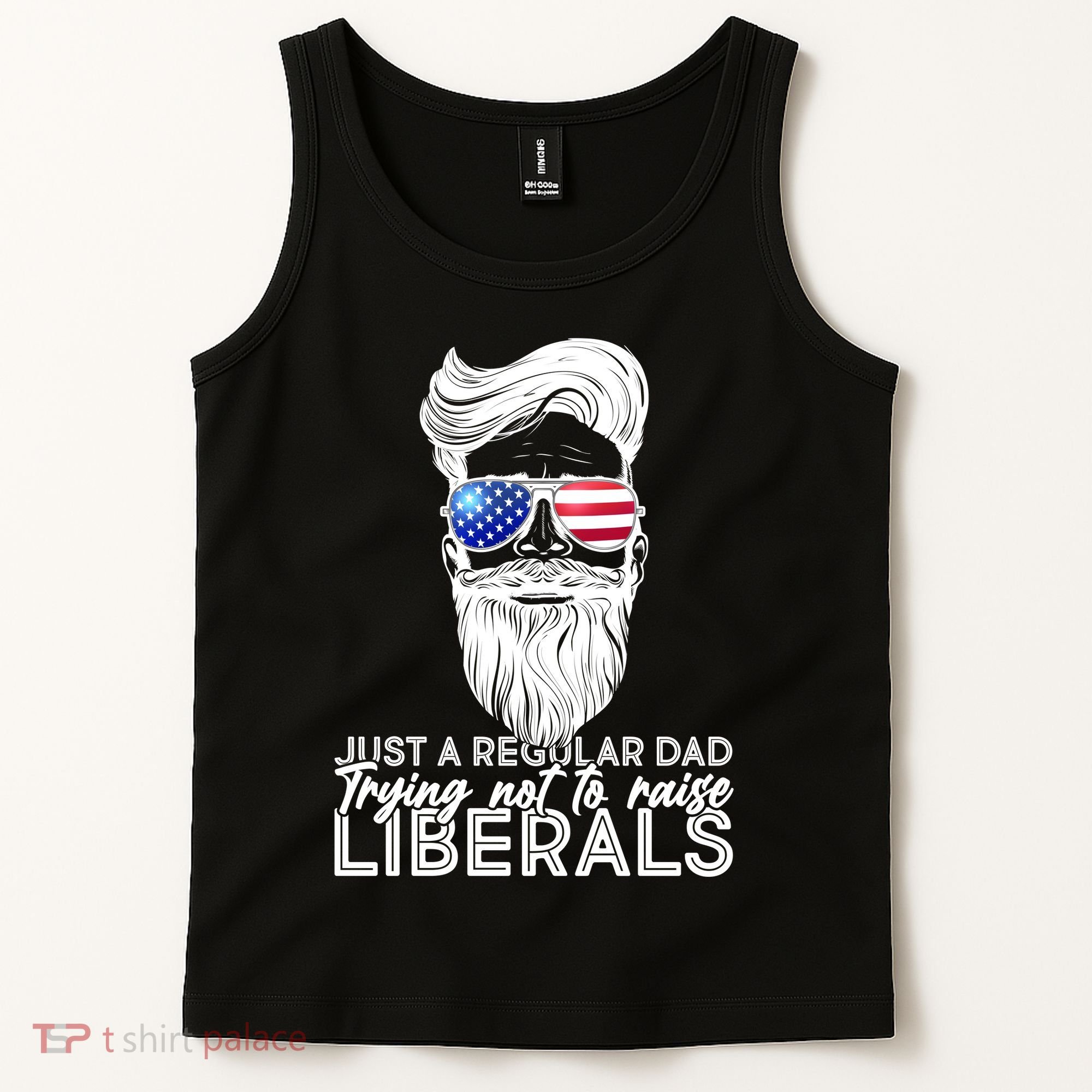 Just A Regular Dad Trying Not To Raise Liberals Hipster Dad Tank Top